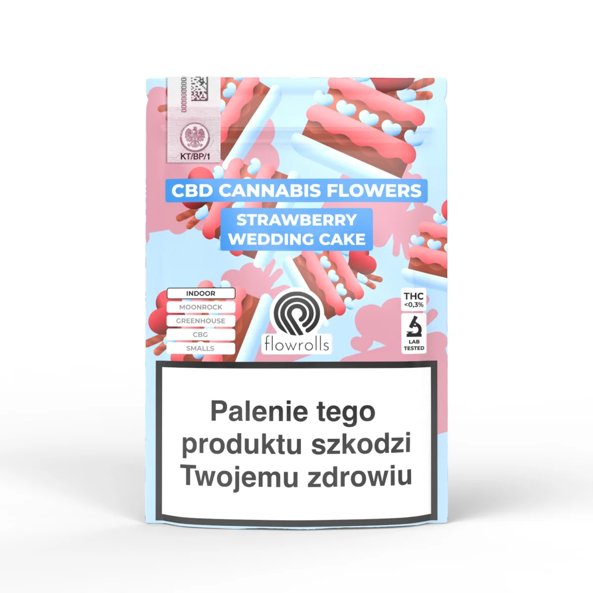 str12 Flowrolls susz CBD Strawberry Wedding Cake z akcyzą! - obrazek 1