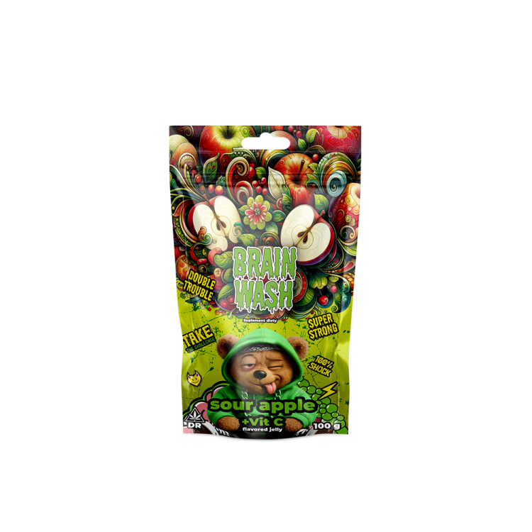BRAINWASH-sour-apple Żelki Brain Wash - Sour Apple 100g - obrazek 1